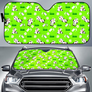 Cartoon Daisy And Cow Pattern Print Car Sun Shade GearFrost