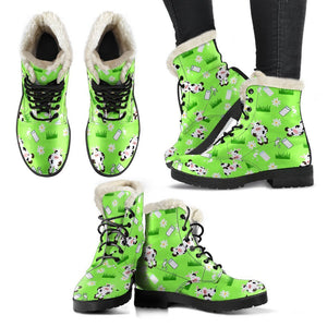 Cartoon Daisy And Cow Pattern Print Comfy Boots GearFrost