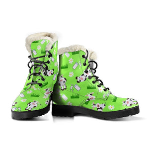 Cartoon Daisy And Cow Pattern Print Comfy Boots GearFrost