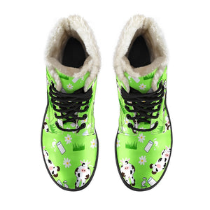 Cartoon Daisy And Cow Pattern Print Comfy Boots GearFrost