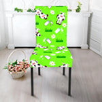 Cartoon Daisy And Cow Pattern Print Dining Chair Slipcover