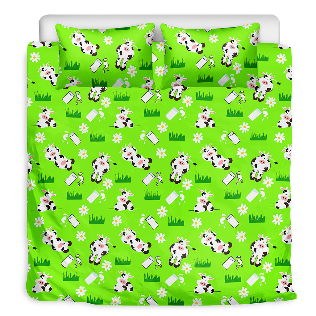 Cartoon Daisy And Cow Pattern Print Duvet Cover Bedding Set