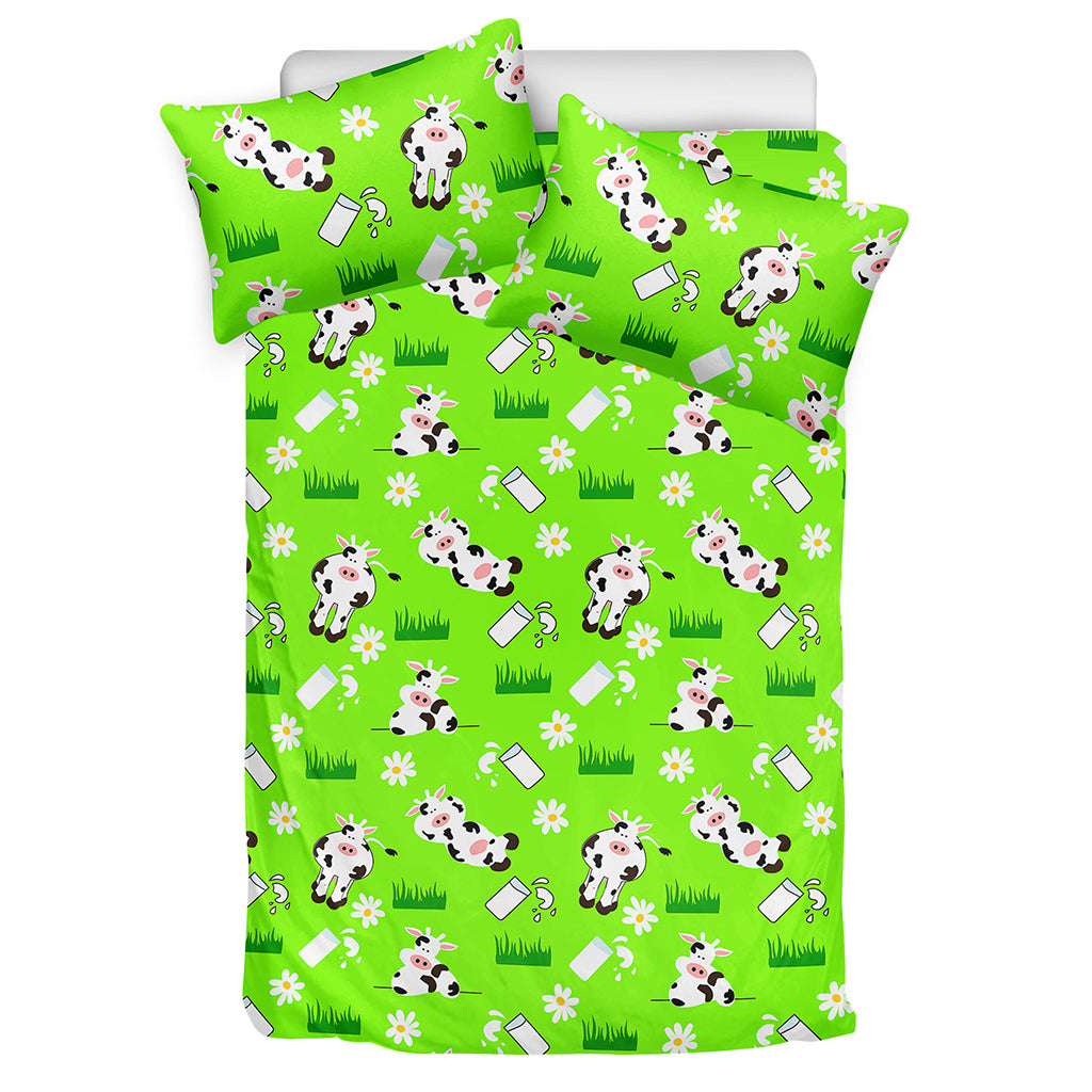 Cartoon Daisy And Cow Pattern Print Duvet Cover Bedding Set