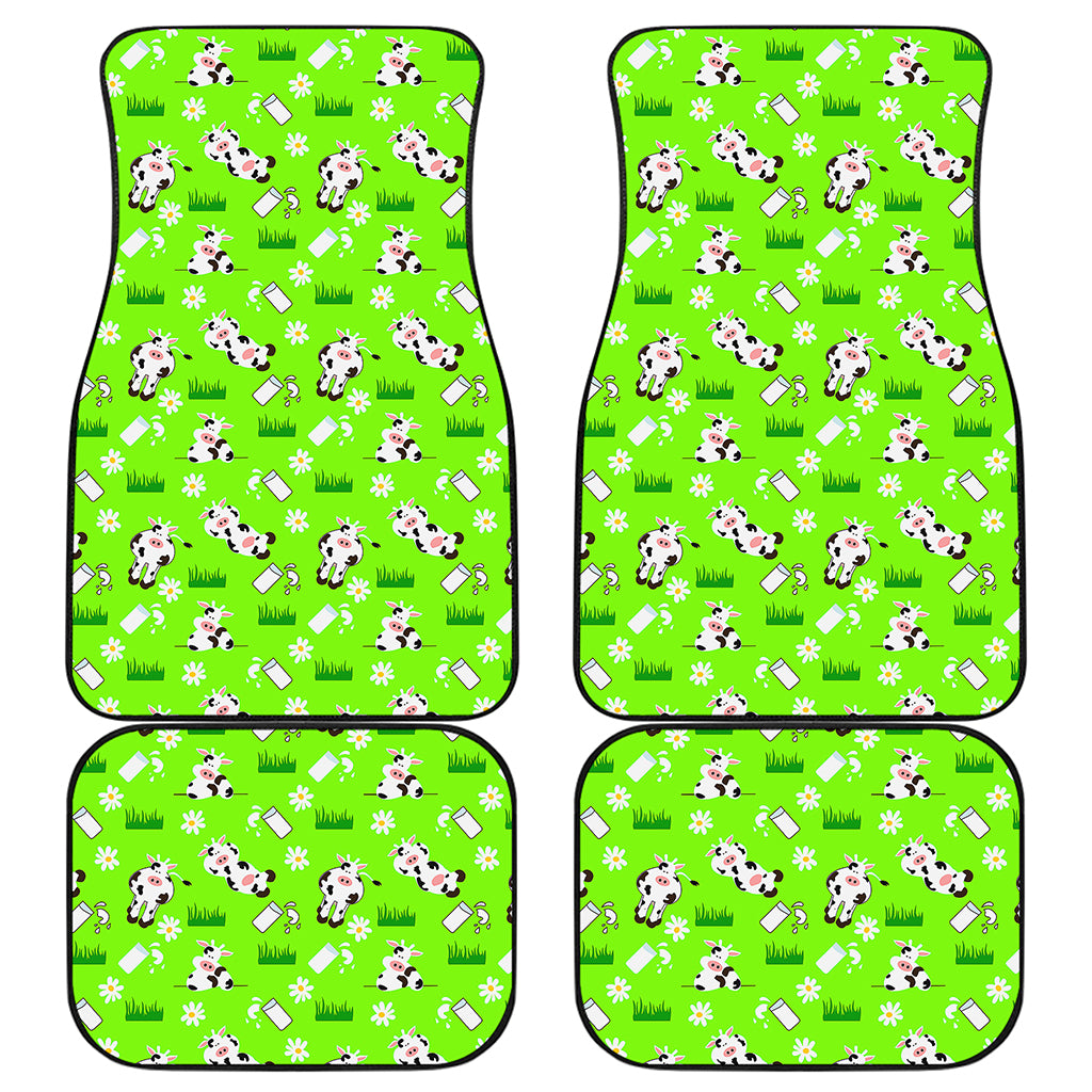 Cartoon Daisy And Cow Pattern Print Front and Back Car Floor Mats