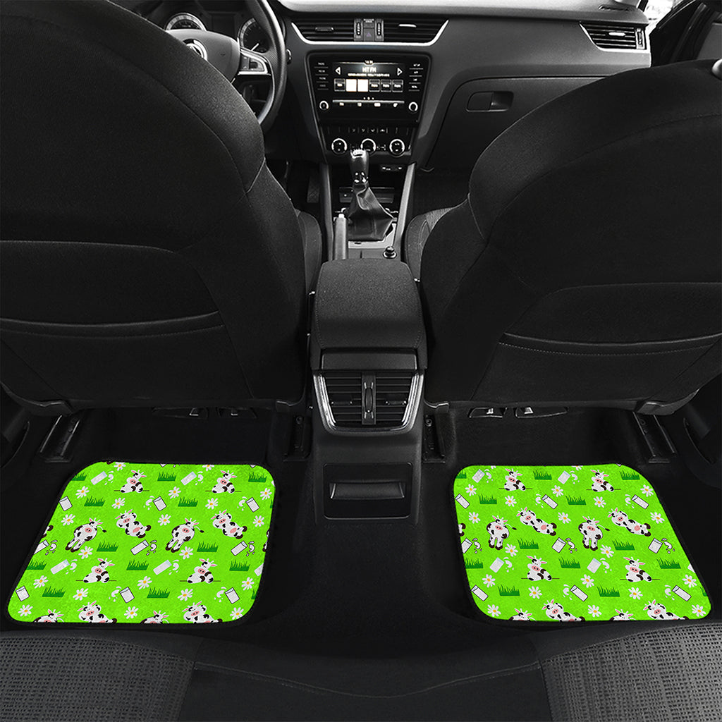 Cartoon Daisy And Cow Pattern Print Front and Back Car Floor Mats