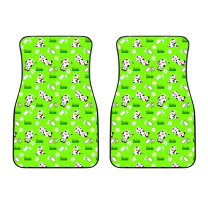 Cartoon Daisy And Cow Pattern Print Front Car Floor Mats