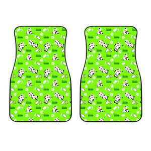 Cartoon Daisy And Cow Pattern Print Front Car Floor Mats