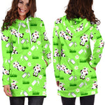 Cartoon Daisy And Cow Pattern Print Hoodie Dress GearFrost