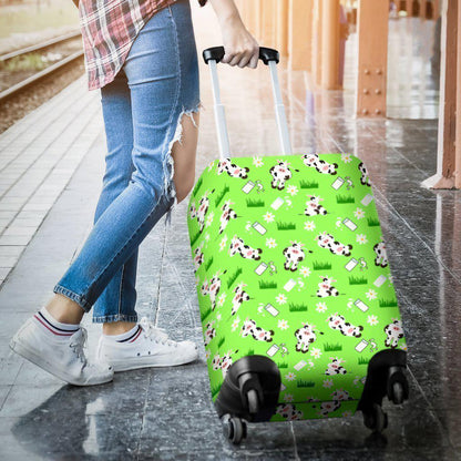 Cartoon Daisy And Cow Pattern Print Luggage Cover GearFrost