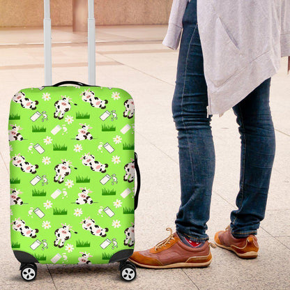 Cartoon Daisy And Cow Pattern Print Luggage Cover GearFrost