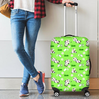 Cartoon Daisy And Cow Pattern Print Luggage Cover GearFrost