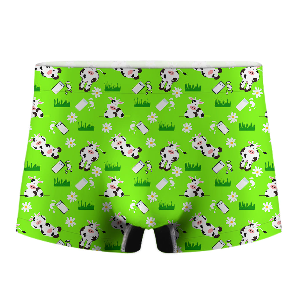 Cartoon Daisy And Cow Pattern Print Men's Boxer Briefs