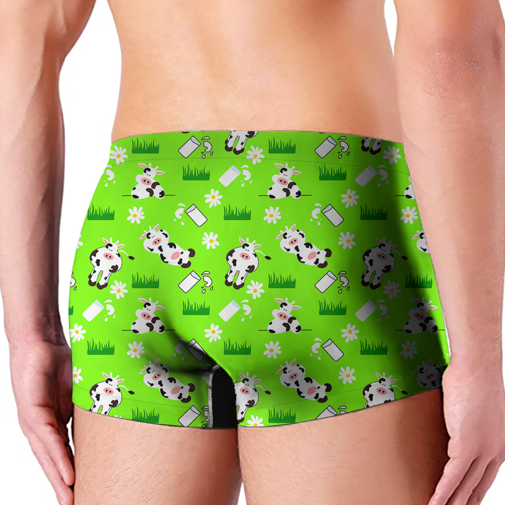 Cartoon Daisy And Cow Pattern Print Men's Boxer Briefs