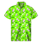 Cartoon Daisy And Cow Pattern Print Men's Short Sleeve Shirt