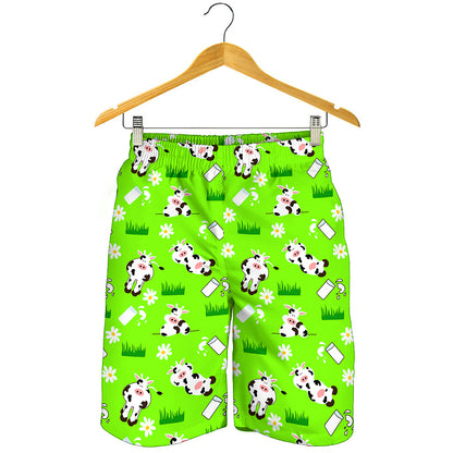 Cartoon Daisy And Cow Pattern Print Men's Shorts