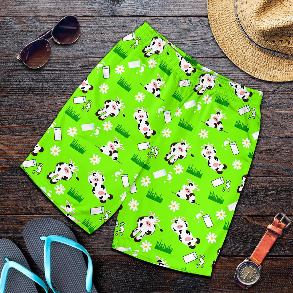 Cartoon Daisy And Cow Pattern Print Men's Shorts