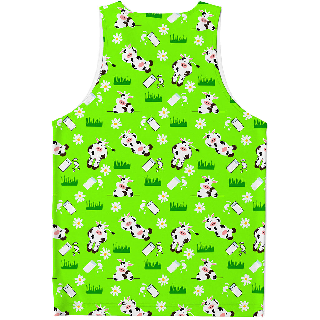 Cartoon Daisy And Cow Pattern Print Men's Tank Top