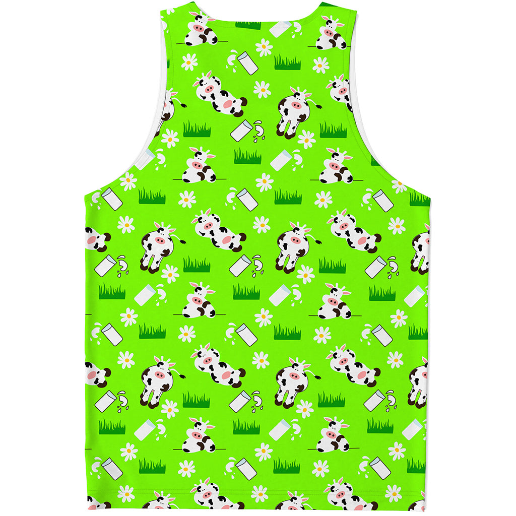 Cartoon Daisy And Cow Pattern Print Men's Tank Top