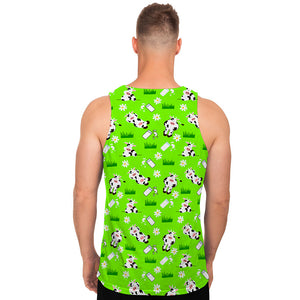 Cartoon Daisy And Cow Pattern Print Men's Tank Top