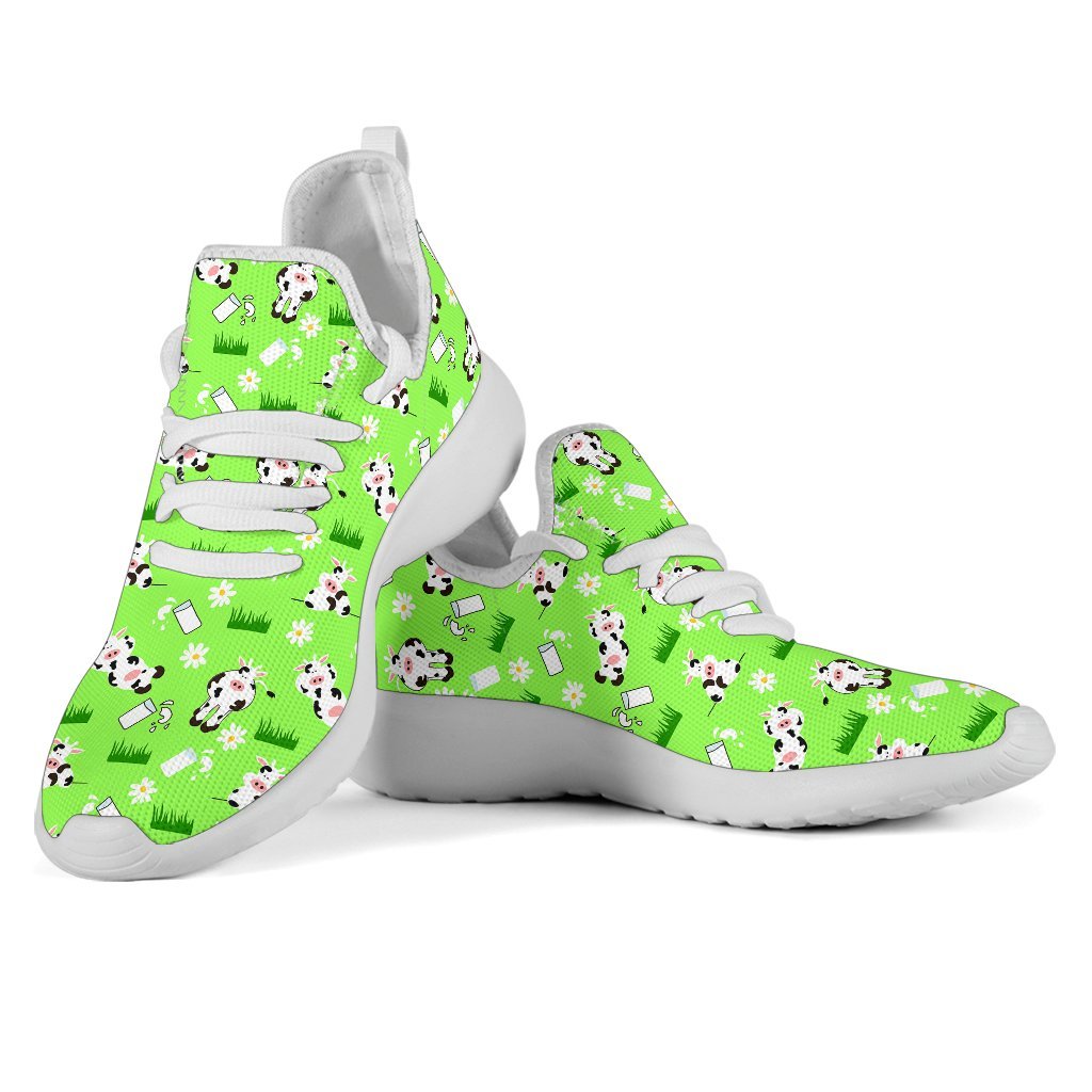 Cartoon Daisy And Cow Pattern Print Mesh Knit Shoes GearFrost