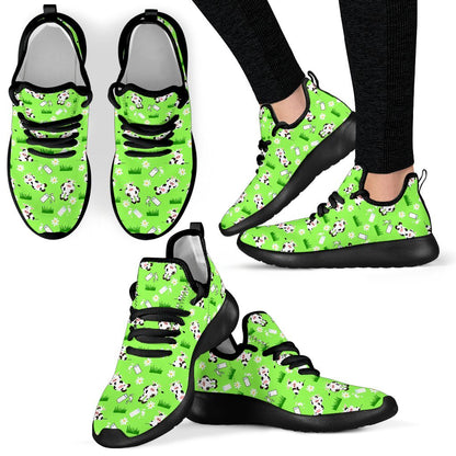Cartoon Daisy And Cow Pattern Print Mesh Knit Shoes GearFrost