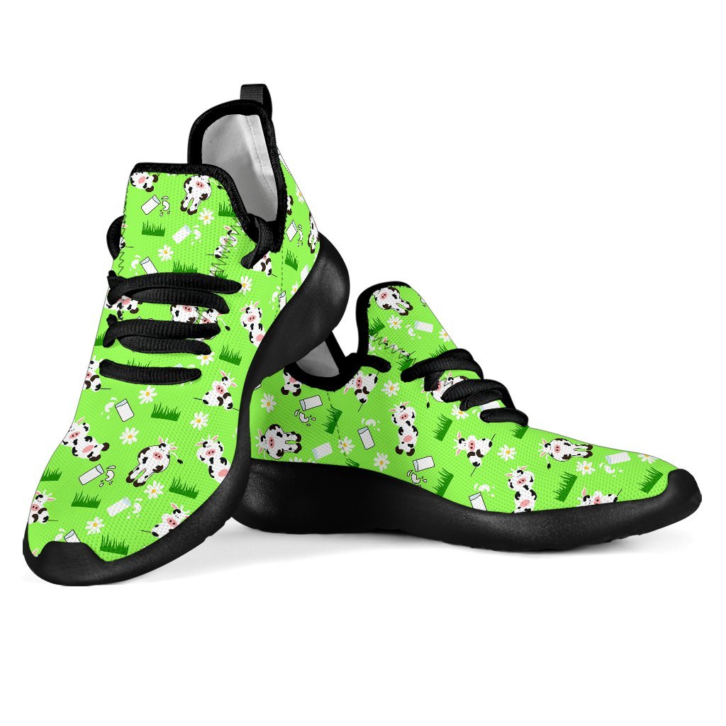 Cartoon Daisy And Cow Pattern Print Mesh Knit Shoes GearFrost
