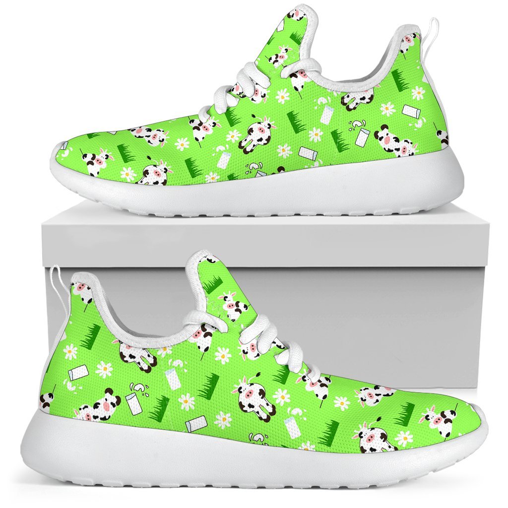 Cartoon Daisy And Cow Pattern Print Mesh Knit Shoes GearFrost