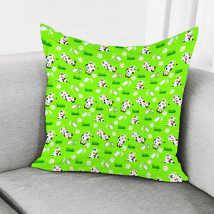 Cartoon Daisy And Cow Pattern Print Pillow Cover