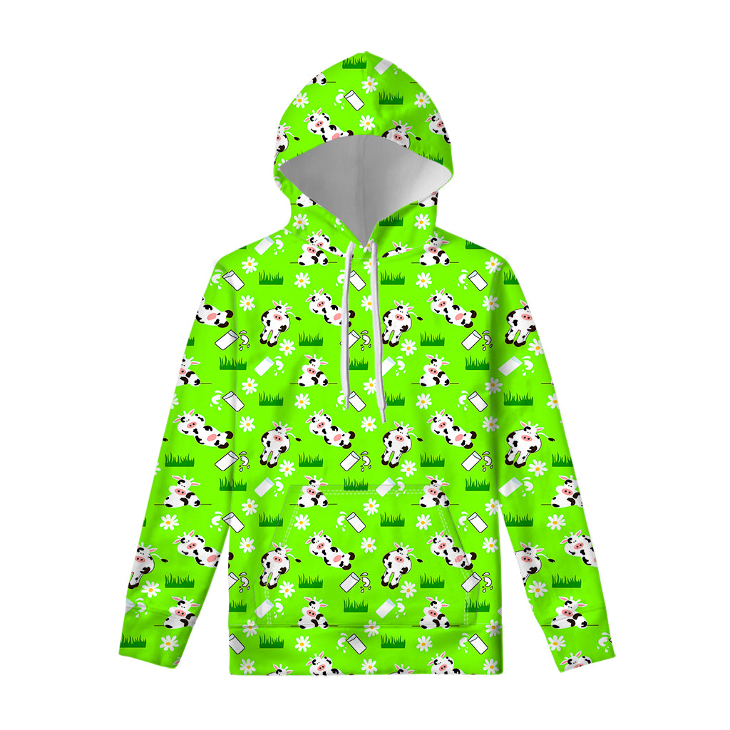 Cartoon Daisy And Cow Pattern Print Pullover Hoodie