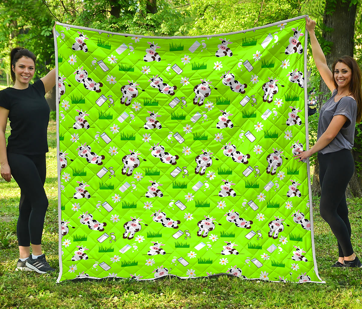 Cartoon Daisy And Cow Pattern Print Quilt