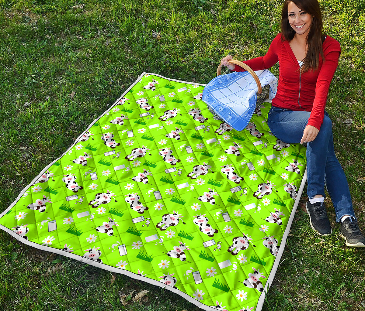 Cartoon Daisy And Cow Pattern Print Quilt