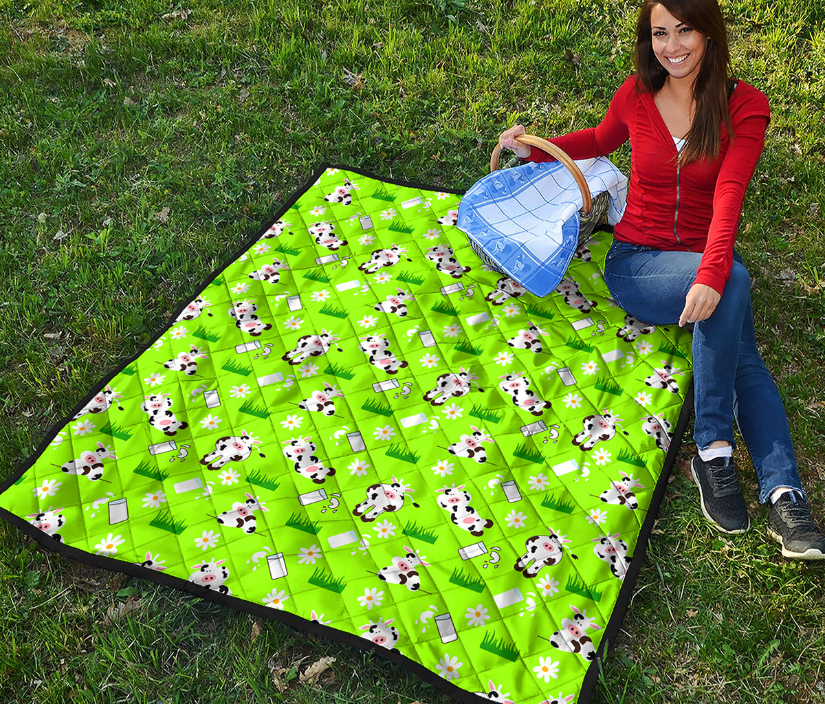 Cartoon Daisy And Cow Pattern Print Quilt