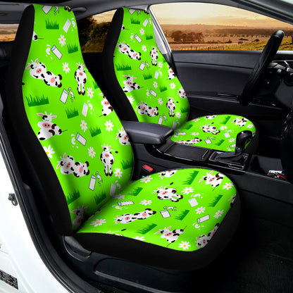 Cartoon Daisy And Cow Pattern Print Universal Fit Car Seat Covers