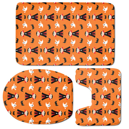 Cartoon Dracula Pattern Print 3 Piece Bath Mat Set