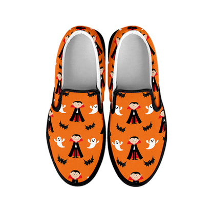 Cartoon Dracula Pattern Print Black Slip On Shoes