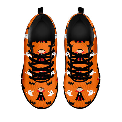 Cartoon Dracula Pattern Print Black Sneakers