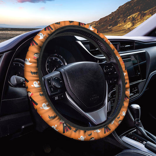 Cartoon Dracula Pattern Print Car Steering Wheel Cover