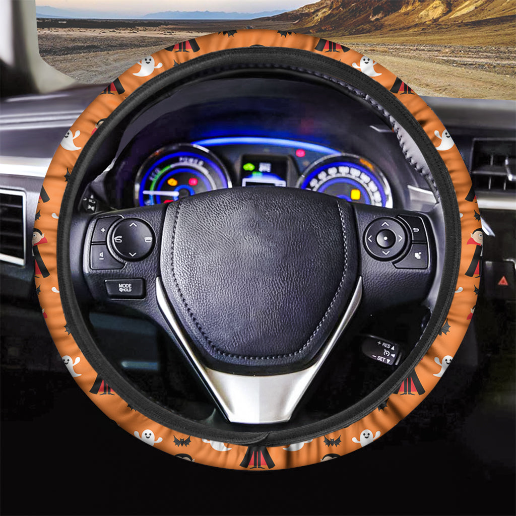 Cartoon Dracula Pattern Print Car Steering Wheel Cover