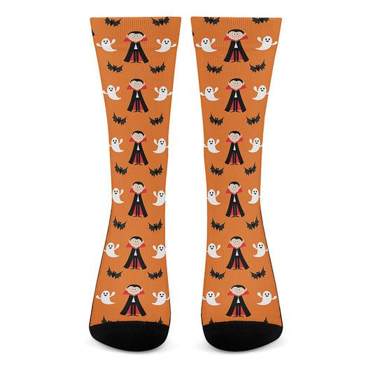 Cartoon Dracula Pattern Print Crew Socks