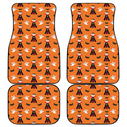 Cartoon Dracula Pattern Print Front and Back Car Floor Mats