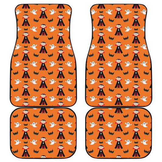 Cartoon Dracula Pattern Print Front and Back Car Floor Mats
