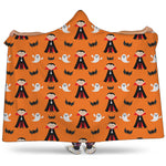 Cartoon Dracula Pattern Print Hooded Blanket