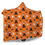Cartoon Dracula Pattern Print Hooded Blanket