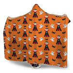 Cartoon Dracula Pattern Print Hooded Blanket