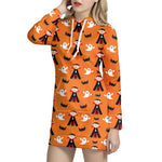 Cartoon Dracula Pattern Print Hoodie Dress