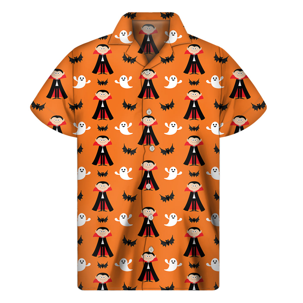 Cartoon Dracula Pattern Print Men's Short Sleeve Shirt