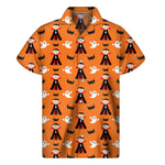 Cartoon Dracula Pattern Print Men's Short Sleeve Shirt