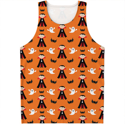 Cartoon Dracula Pattern Print Men's Tank Top