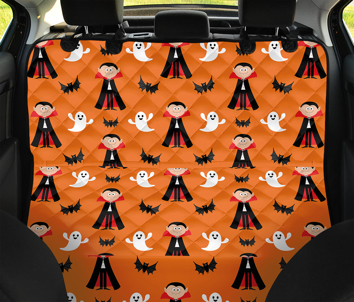 Cartoon Dracula Pattern Print Pet Car Back Seat Cover