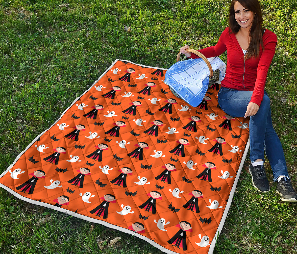 Cartoon Dracula Pattern Print Quilt